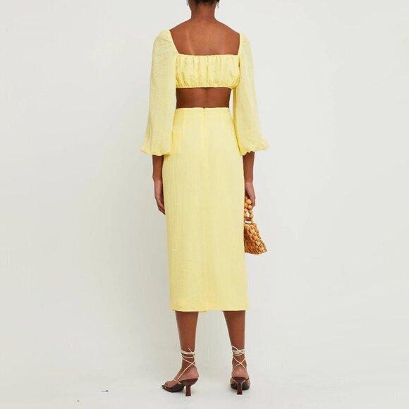 NWT Kourt yellow puff sleeve crop top & maxi skirt bundle set, S - Picture 4 of 11